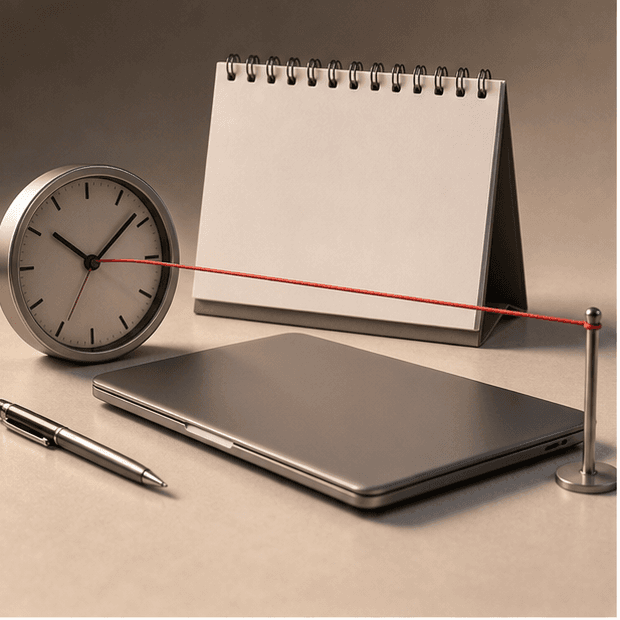 Realistic 3D workplace scene with a document review and deadline pressure